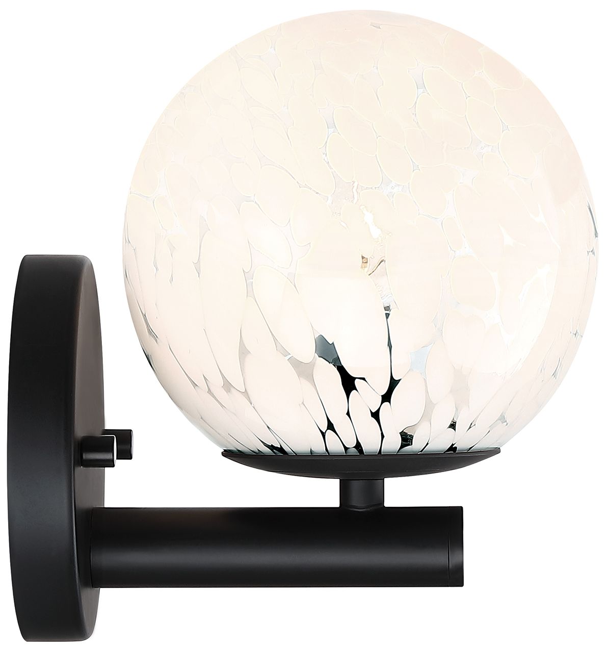 Image 4 Crown Heights 8 in. 1-Light Matte Black Wall Sconce with White Art Glass more views