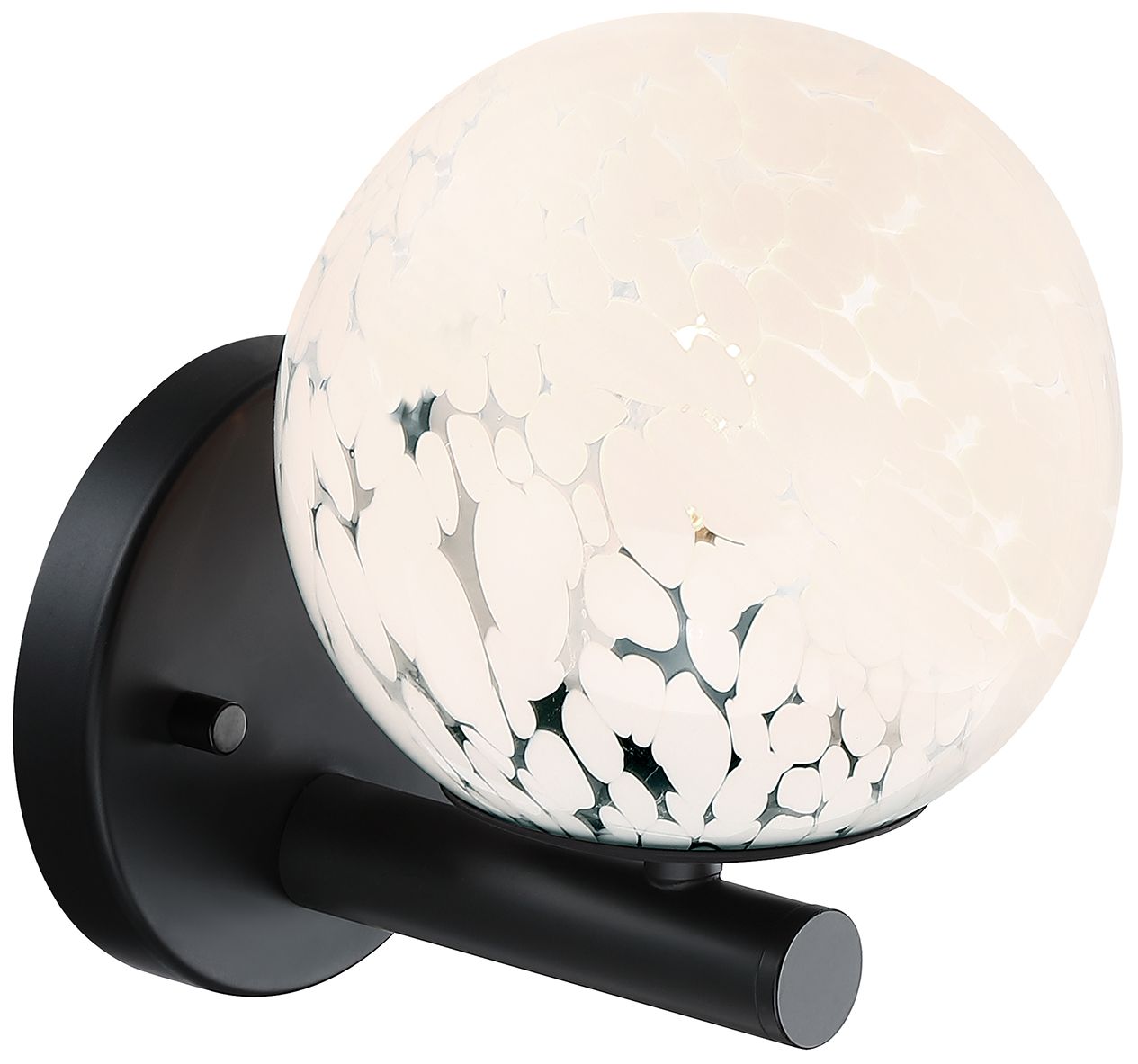 Image 5 Crown Heights 8 in. 1-Light Matte Black Wall Sconce with White Art Glass more views