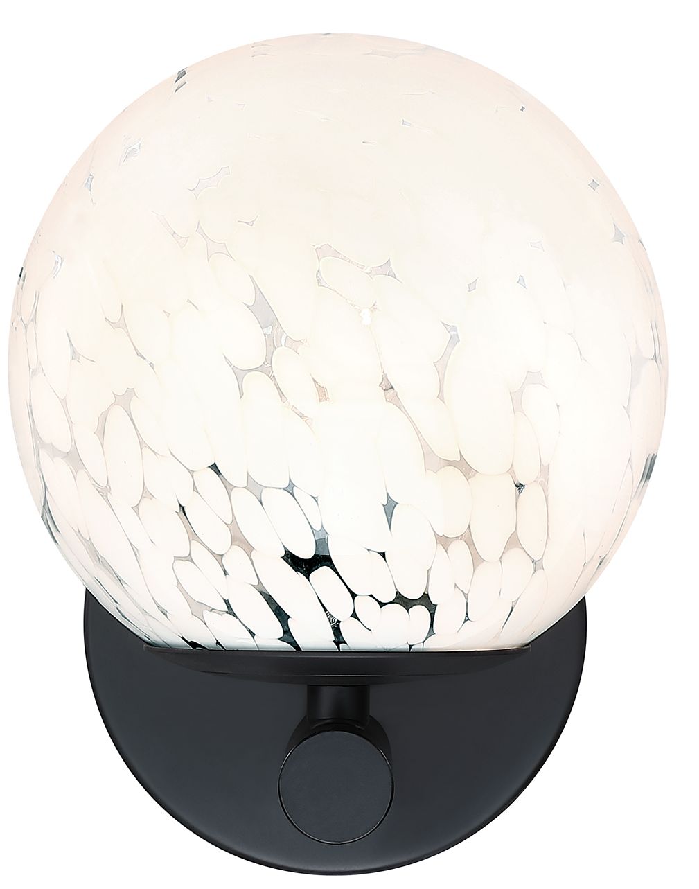 Image 6 Crown Heights 8 in. 1-Light Matte Black Wall Sconce with White Art Glass more views