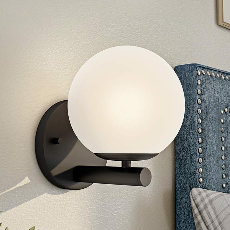 Image 1 Crown Heights 8" High Matte Black Wall Sconce