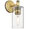 Crown Point 10.5" High Brushed Brass Sconce With Clear Shade