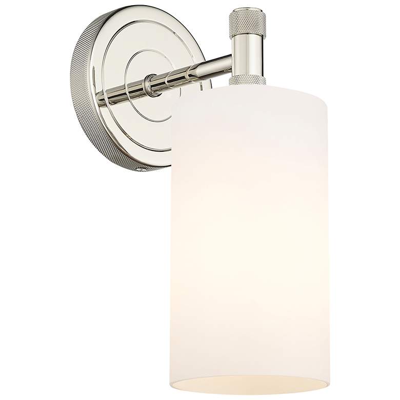 Image 1 Crown Point 10.5 inch High Polished Nickel Sconce With Matte White Glass S