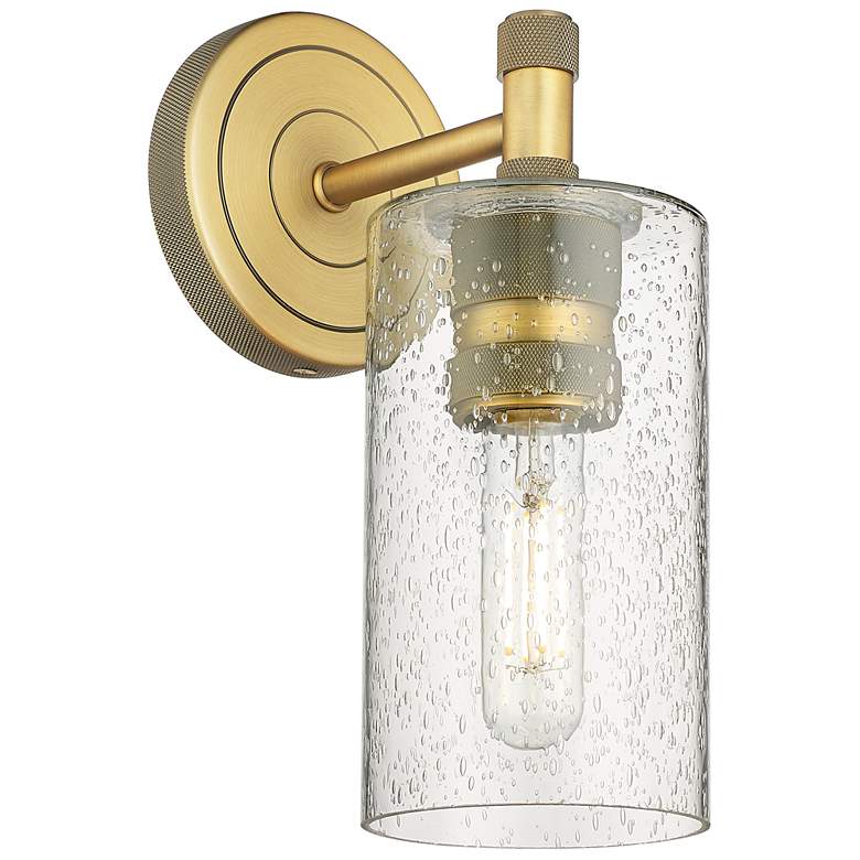Image 1 Crown Point 12.5" High Brushed Brass Sconce With Seedy Shade