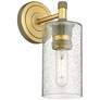 Crown Point 12.5" High Brushed Brass Sconce With Seedy Shade