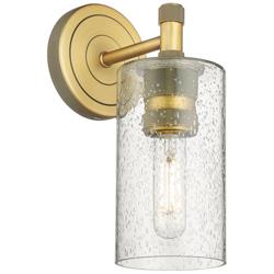 Crown Point 12.5" High Brushed Brass Sconce With Seedy Shade