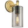 Crown Point 13.5" High Brushed Brass Sconce With Smoke Shade