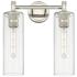 Crown Point 13.88" Wide 2 Light Polished Nickel Bath Light With Clear 