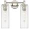 Crown Point 13.88" Wide 2 Light Polished Nickel Bath Light With Clear 