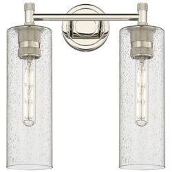 Crown Point 13.88&quot; Wide 2 Light Polished Nickel Bath Light With Seedy