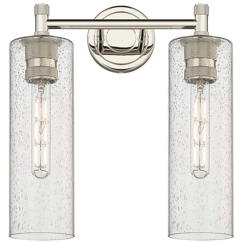 Image 1 Crown Point 13.88 inch Wide 2 Light Polished Nickel Bath Light With Seedy 