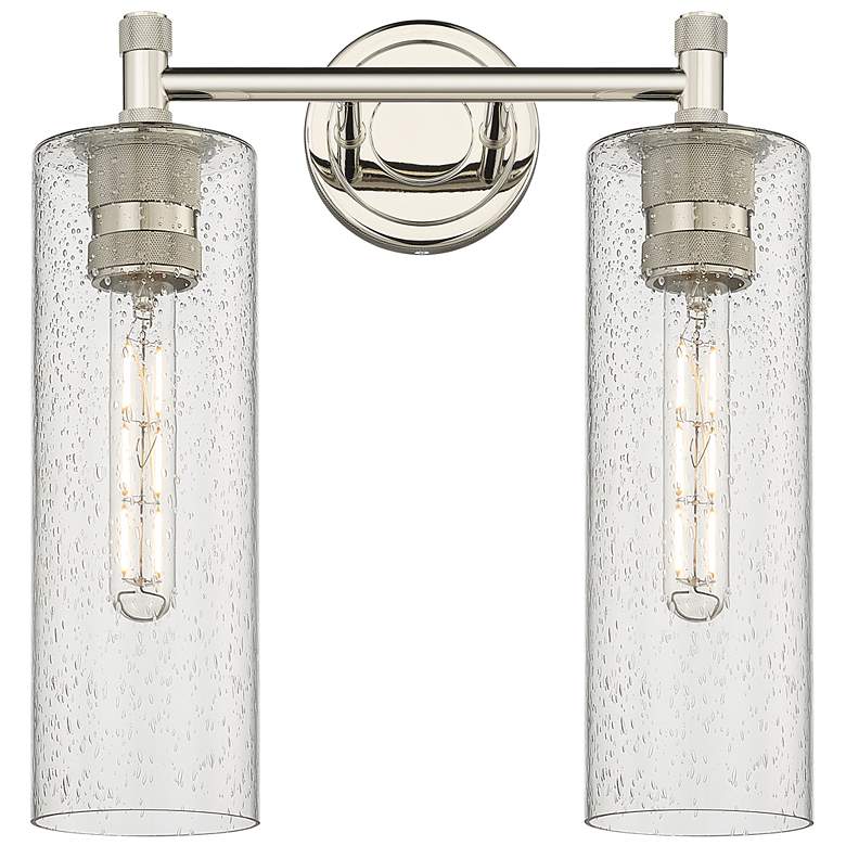 Image 1 Crown Point 13.88" Wide 2 Light Polished Nickel Bath Light With Seedy