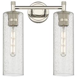 Crown Point 13.88" Wide 2 Light Polished Nickel Bath Light With Seedy