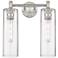 Crown Point 13.88" Wide 2 Light Satin Nickel Bath Light With Clear Sha