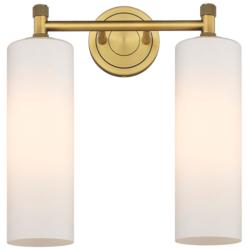 Crown Point 13.88"W 2 Light Brushed Brass Bath Light With Matte White