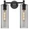Crown Point 13.88"W 2 Light Matte Black Bath Light With Plated Smoke S