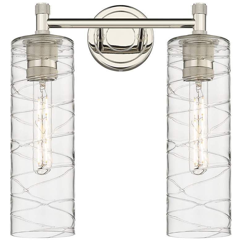 Image 1 Crown Point 13.88"W 2 Light Polished Nickel Bath Light w/ Deco Swirl S