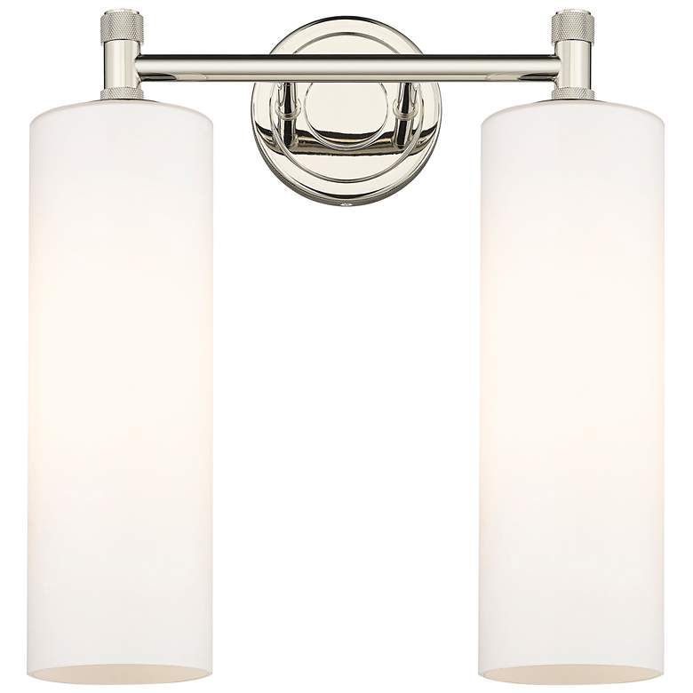 Image 1 Crown Point 13.88"W 2 Light Polished Nickel Bath Light w/ Matte White