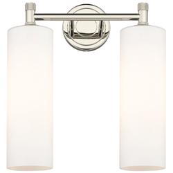 Crown Point 13.88"W 2 Light Polished Nickel Bath Light w/ Matte White
