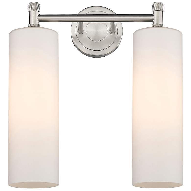 Image 1 Crown Point 13.88"W 2 Light Satin Nickel Bath Light With Matte White S