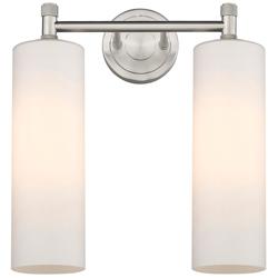 Crown Point 13.88"W 2 Light Satin Nickel Bath Light With Matte White S