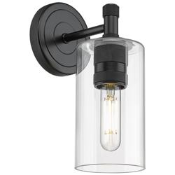 Crown Point 14.5&quot; High Matte Black Sconce With Clear Shade