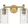 Crown Point 14" Wide 2 Light Brushed Brass Bath Light With Deco Swirl 