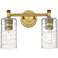 Crown Point 14" Wide 2 Light Brushed Brass Bath Light With Deco Swirl