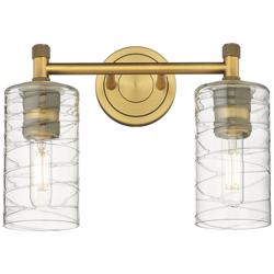 Crown Point 14" Wide 2 Light Brushed Brass Bath Light With Deco Swirl