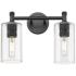 Crown Point 14" Wide 2 Light Matte Black Bath Light With Clear Shade