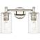 Crown Point 14" Wide 2 Light Polished Nickel Bath Light With Clear Sha