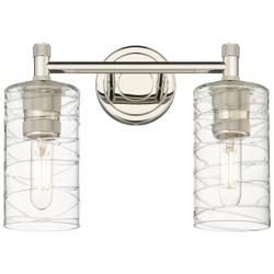 Crown Point 14" Wide 2 Light Polished Nickel Bath Light With Swirl Sha