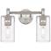 Crown Point 14" Wide 2 Light Satin Nickel Bath Light With Clear Shade