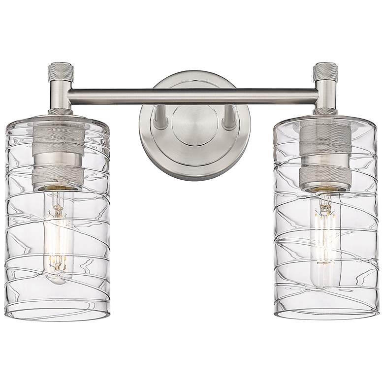 Image 1 Crown Point 14" Wide 2 Light Satin Nickel Bath Light With Deco Swirl S