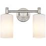 Crown Point 14" Wide 2 Light Satin Nickel Bath Light With White Shade