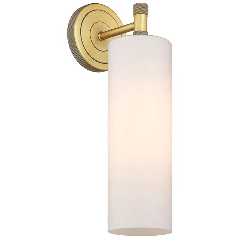 Image 1 Crown Point 15.5 inch High Brushed Brass Sconce With Matte White Glass Sha