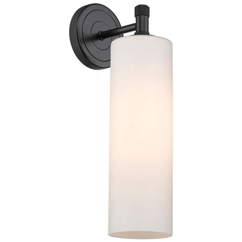 Image 1 Crown Point 15.5" High Matte Black Sconce With Matte White Glass Shade