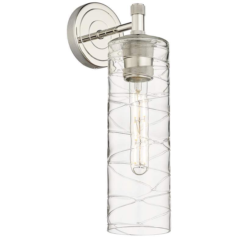 Image 1 Crown Point 15.5" High Polished Nickel Sconce With Deco Swirl Glass Sh