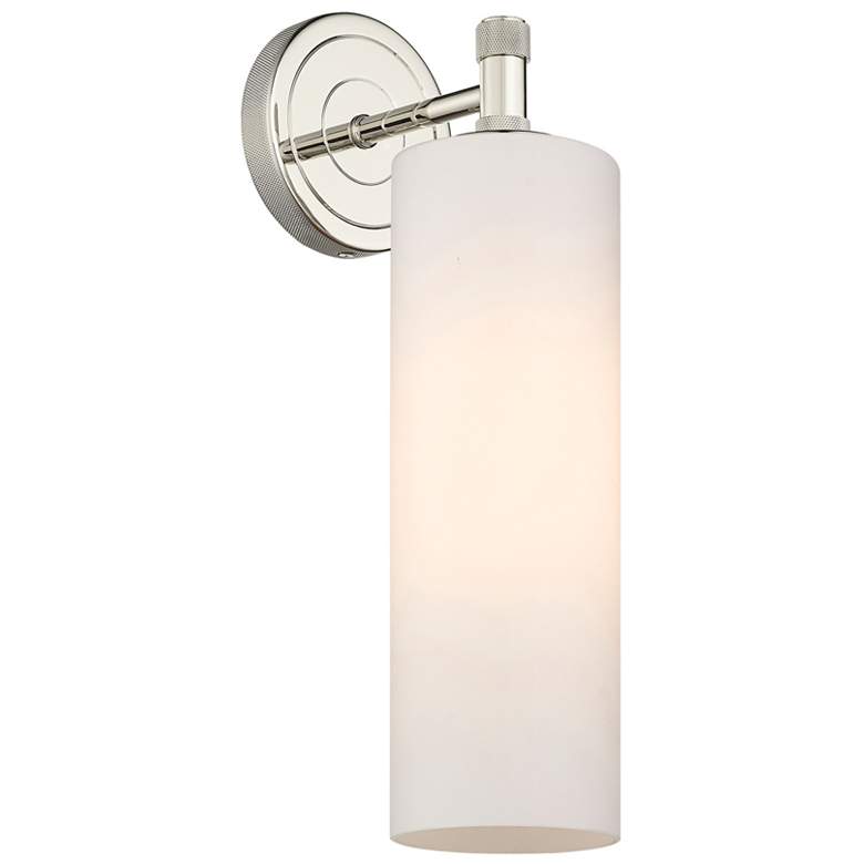 Image 1 Crown Point 15.5" High Polished Nickel Sconce With Matte White Glass S