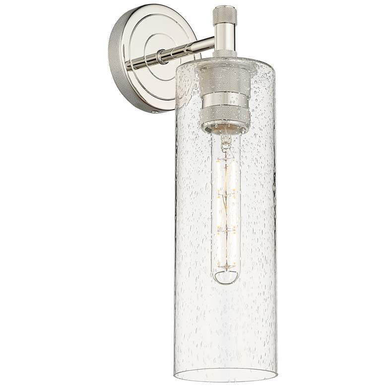 Image 1 Crown Point 15.5" High Polished Nickel Sconce With Seedy Glass Shade
