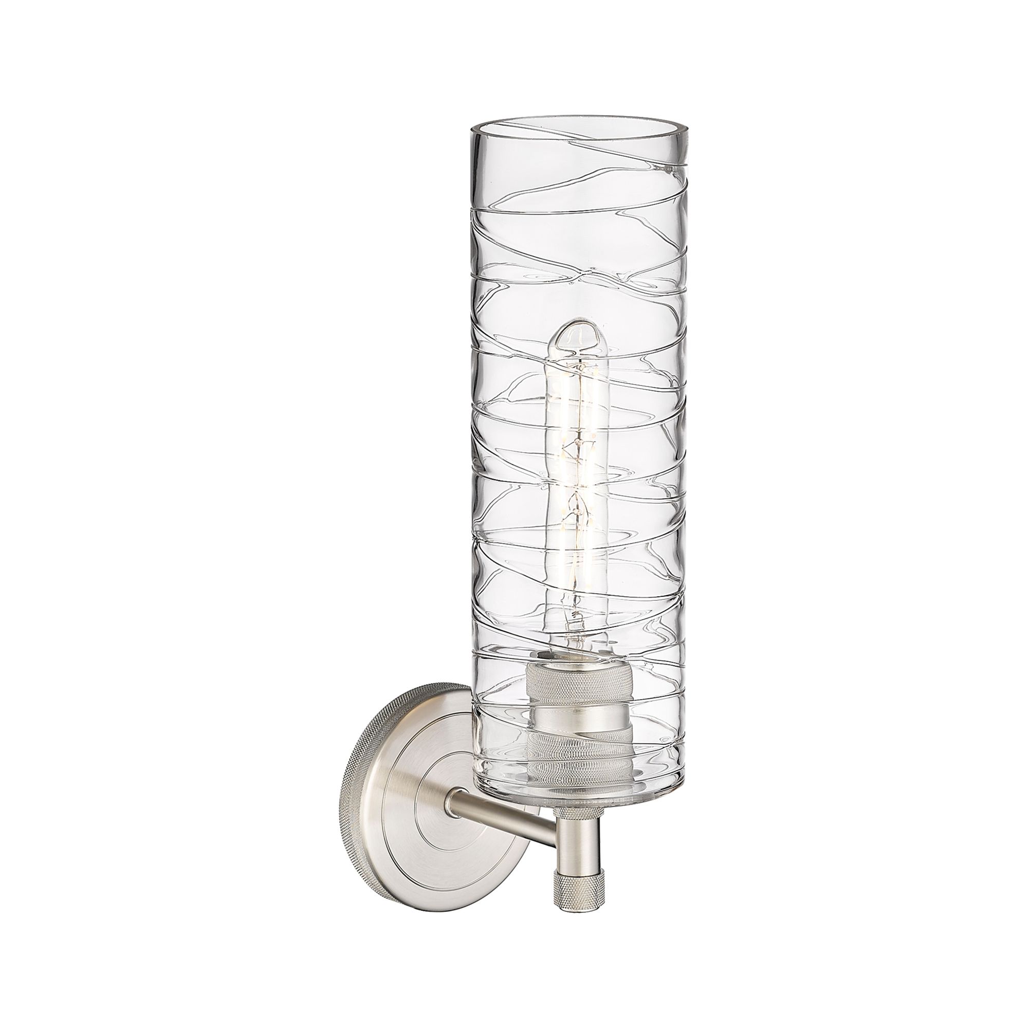 Image 2 Crown Point 15.5" High Satin Nickel Sconce With Deco Swirl Glass Shade more views