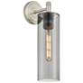 Crown Point 15.5" High Satin Nickel Sconce With Plated Smoke Glass Sha