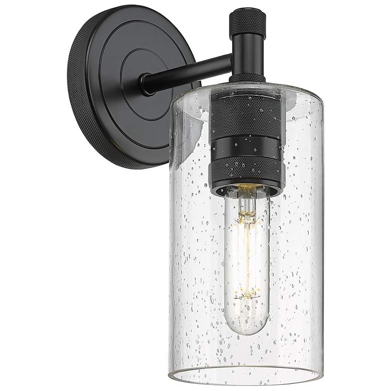 Image 1 Crown Point 16.5" High Matte Black Sconce With Seedy Shade