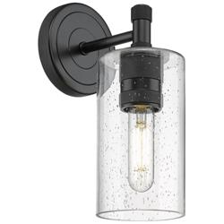 Crown Point 16.5" High Matte Black Sconce With Seedy Shade