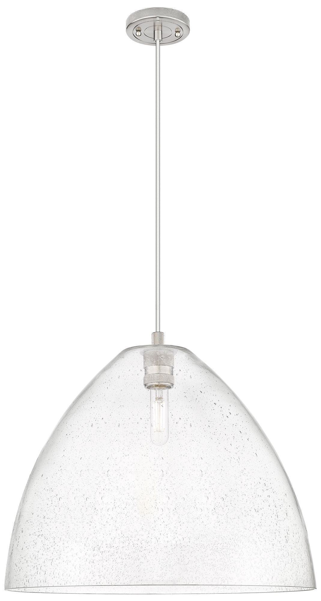 Crown Point 16"W Satin Nickel Pendant Light w/ Clear Shade