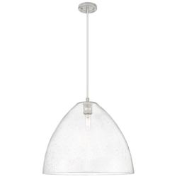 Crown Point 16"W Satin Nickel Pendant Light w/ Clear Shade