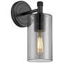 Crown Point 17.5" High Matte Black Sconce With Smoke Shade