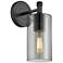 Crown Point 17.5" High Matte Black Sconce With Smoke Shade