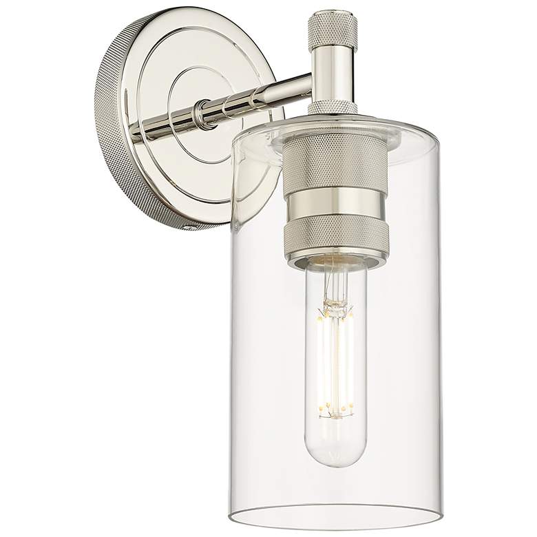 Image 1 Crown Point 18.5" High Polished Nickel Sconce With Clear Shade