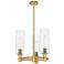 Crown Point 18"W 3 Light Brushed Brass Stem Hung Pendant With Clear Sh