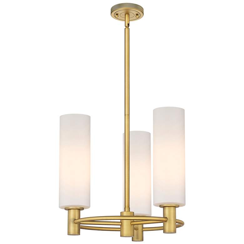 Image 1 Crown Point 18"W 3 Light Brushed Brass Stemmed Pendant w/ Matte White